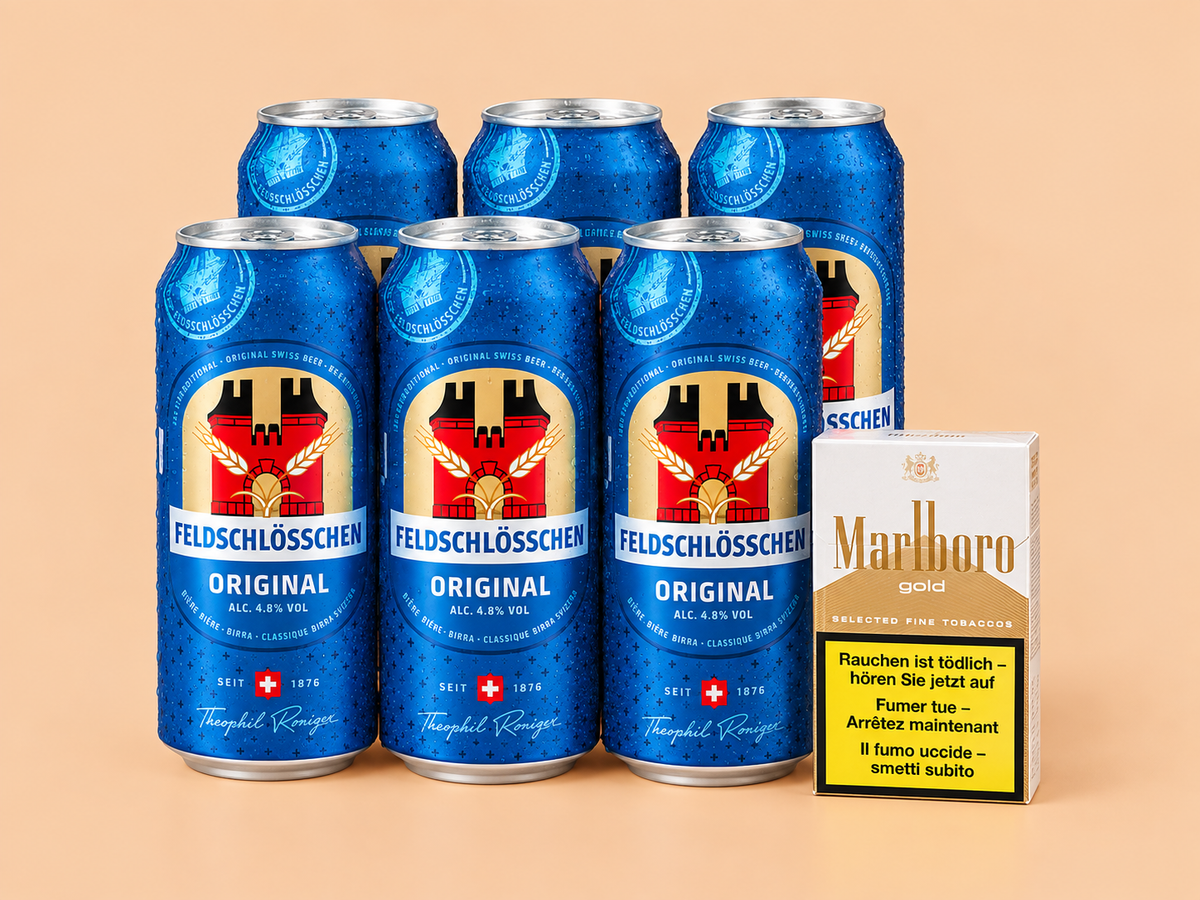 6 Feldschlösschen & 1 Marlboro Gold